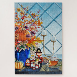 Fall leaves, pumpkins, Thanksgiving Nesting dolls Jigsaw Puzzle
