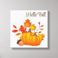 Fall Leaves Pumpkins Wrapped Canvas Art