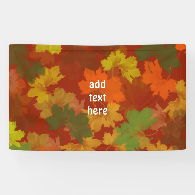 Fall Leaves - Red Background Banner (Horizontal)