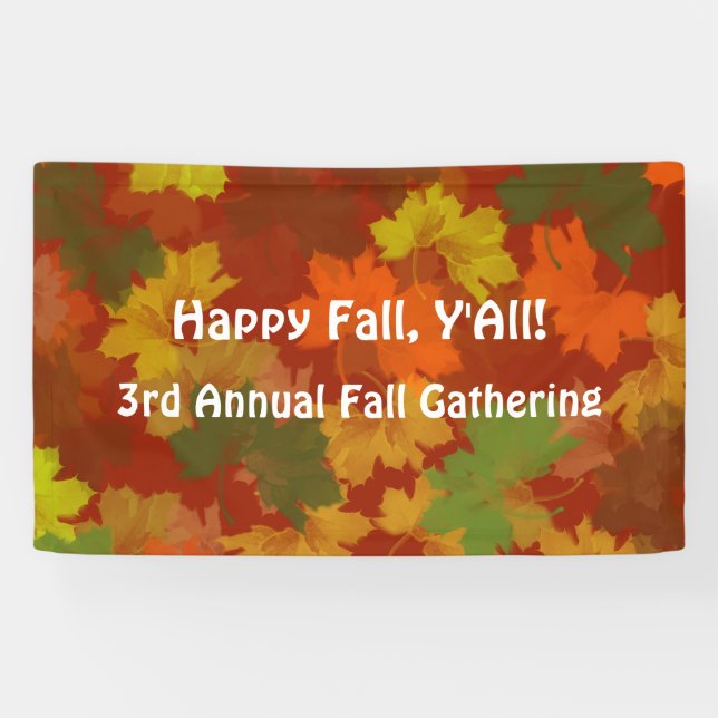 Fall Leaves - Red Background Banner (Horizontal)