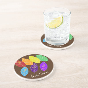 Fall Leaves  Red Orange  Green Coaster