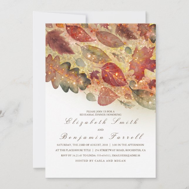 Fall Leaves Rehearsal Dinner Invitation (Front)