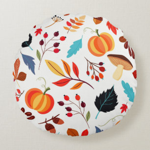 Fall Leaves Round Pillow
