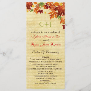 Fall Leaves Rustic Wedding Programme