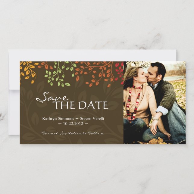 Fall Leaves Save the Date Photocard (Front)