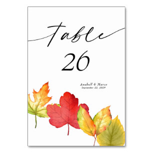 Fall Leaves Scripture Wedding Table card