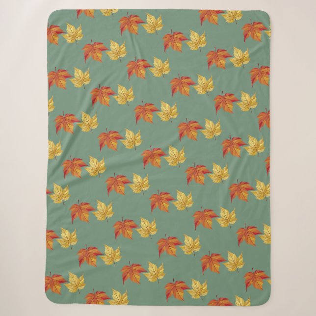 Fall Leaves Sherpa Throw Blanket (Front)