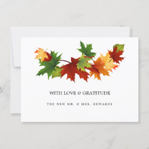 Fall Leaves Simple Wedding Thank You Card