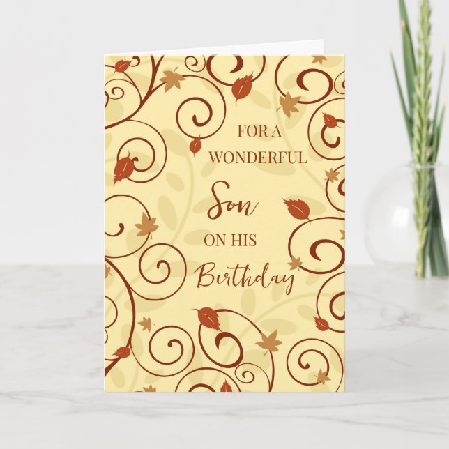 Fall Leaves Son Birthday Card (Front)