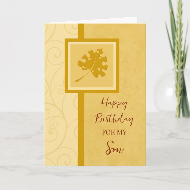 Fall Leaves Son Birthday Card (Front)