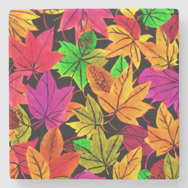 Fall Leaves Stone Coaster (Front)