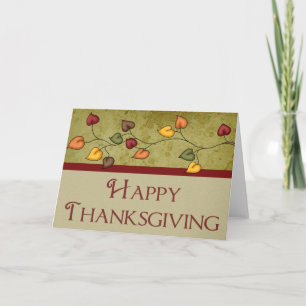 Fall Leaves Stylish Design :: Happy Thanksgiving Holiday Card