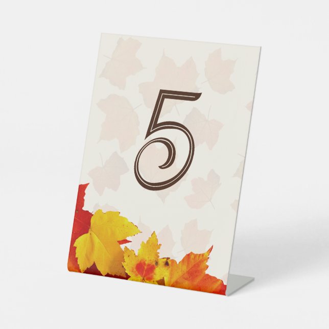 Fall Leaves Table Number Standing Sign (Front)