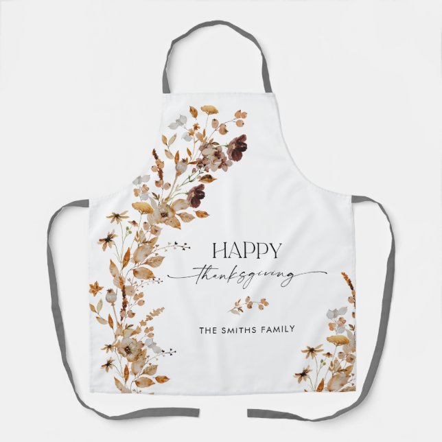 Fall Leaves Thanksgiving All-Over Print Apron (Front)