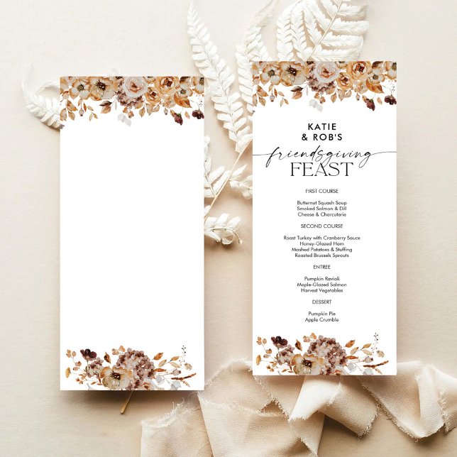 Fall Leaves Thanksgiving Dinner Flat Menu (Creator Uploaded)