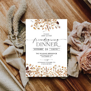 Fall Leaves Thanksgiving Dinner Invitation