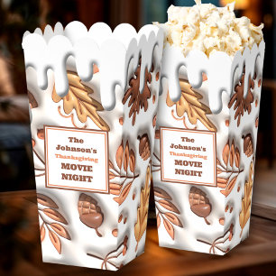 Fall Leaves Thanksgiving Family Name Movie Night Favour Box