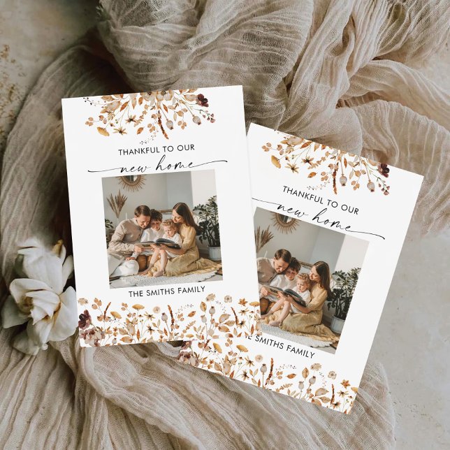 Fall Leaves Thanksgiving Flat Announcement Card (Creator Uploaded)