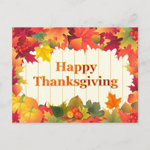 Fall Leaves Thanksgiving Holiday Postcard
