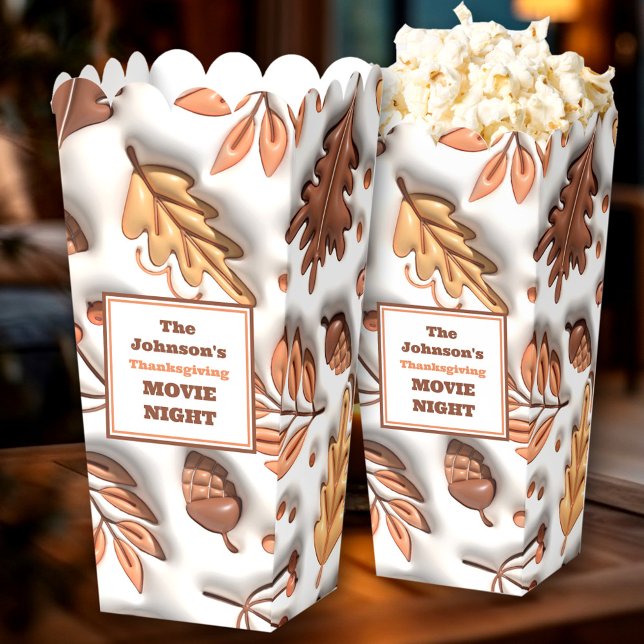 Fall Leaves Thanksgiving Name Movie Night Popcorn Favour Box (Fall Leaves Thanksgiving Name Movie Night Popcorn Favor Boxes)