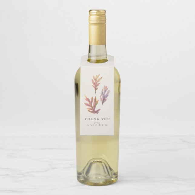 Fall leaves thanksgiving thank you wine bottle tag (On Bottle)