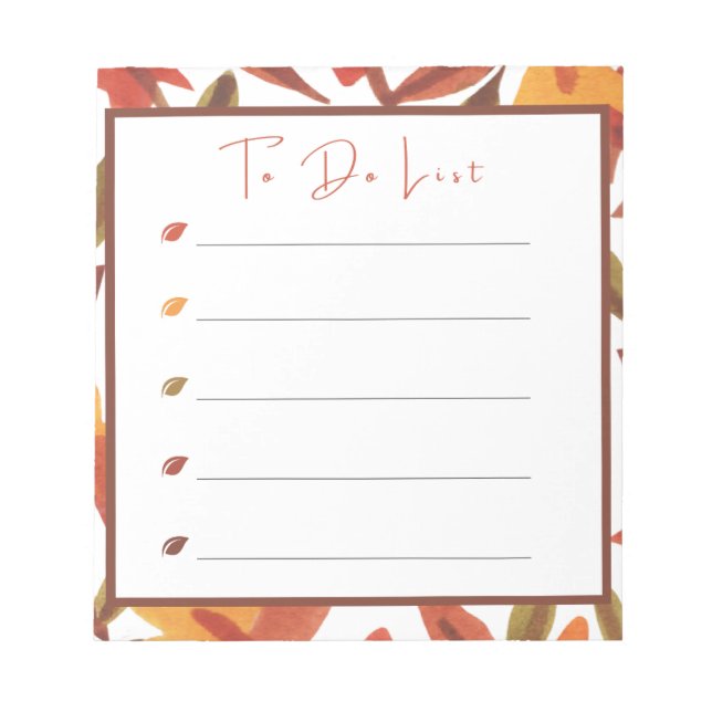 Fall Leaves To Do List  Notepad (Front)