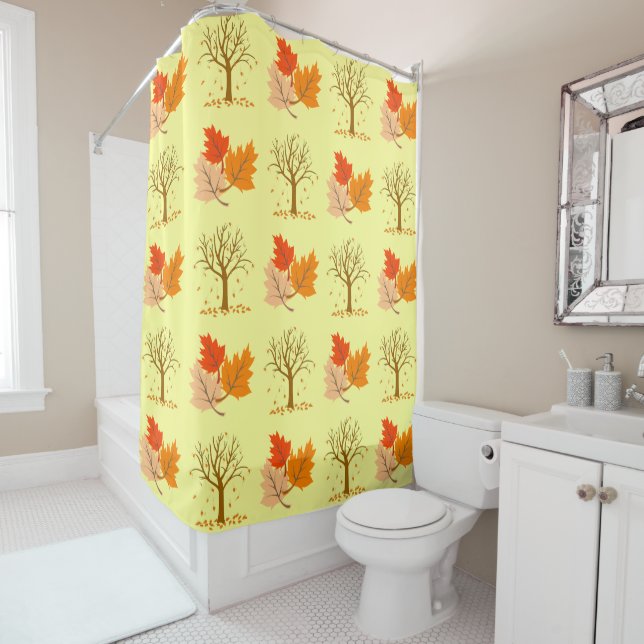 Fall Leaves & Trees Shower Curtain (In Situ)