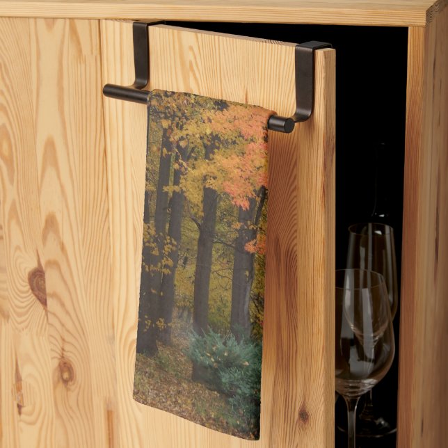 Fall Leaves Tulip Poplar Trees Tea Towel (Thirds Fold)