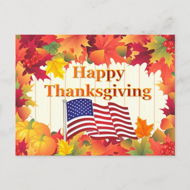 Fall Leaves & Turkey Thanksgiving Holiday (Front)