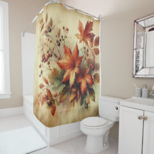 Fall leaves vintage watercolor autumn colours  shower curtain