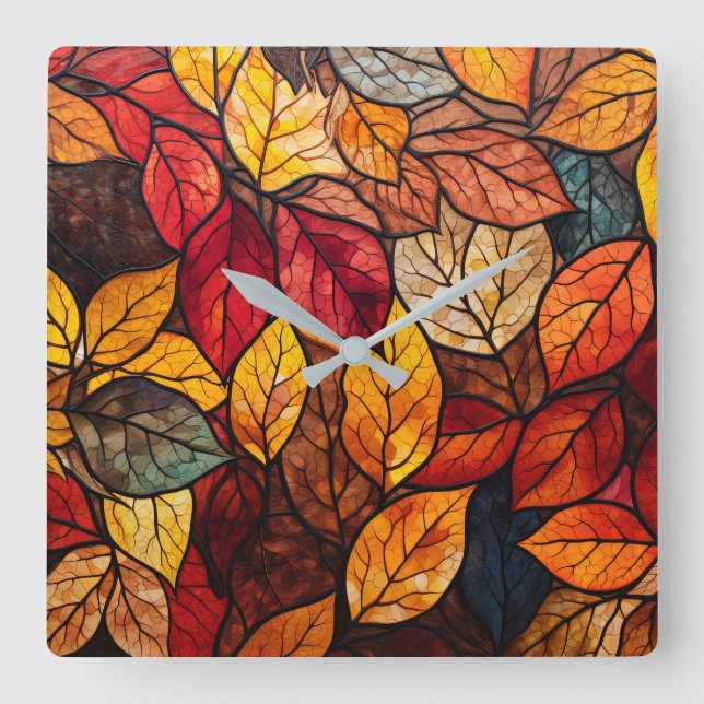 Fall Leaves Wall Clock (Front)