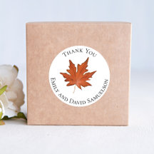 Fall Leaves Watercolor Wedding Thank You