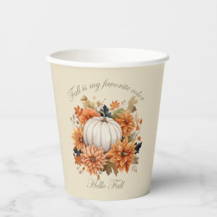 Fall leaves watercolor wildflowers autumn paper cups