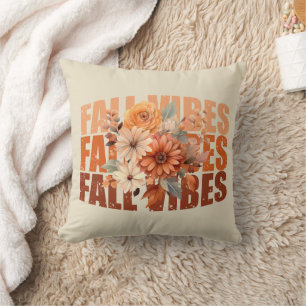 Fall leaves watercolor wildflowers cushion