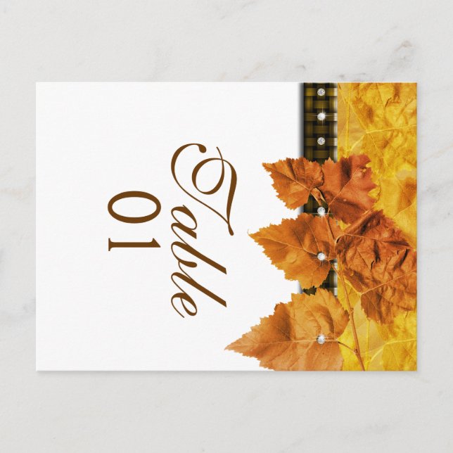 Fall leaves weave diamond "table number" postcard (Front)