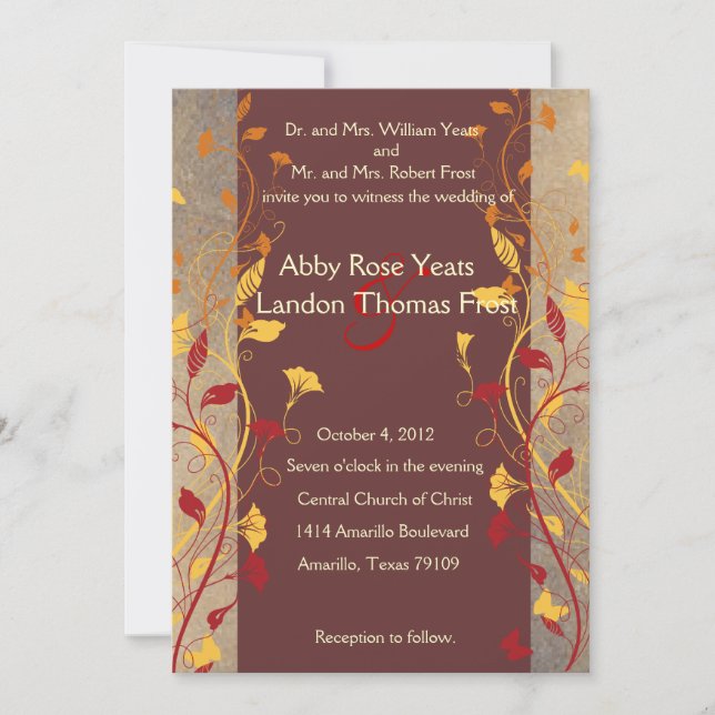 Fall Leaves Wedding Invitation (Front)