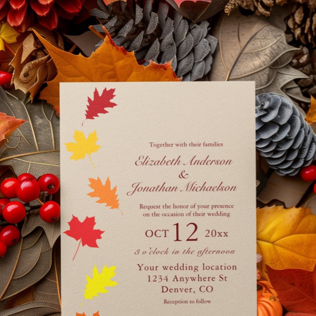 Fall Leaves Wedding Invitation (Creator Uploaded)