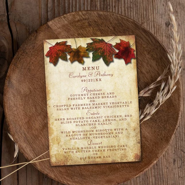 Fall Leaves Wedding Menu (Creator Uploaded)