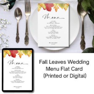 Fall Leaves Wedding Menu Invitation