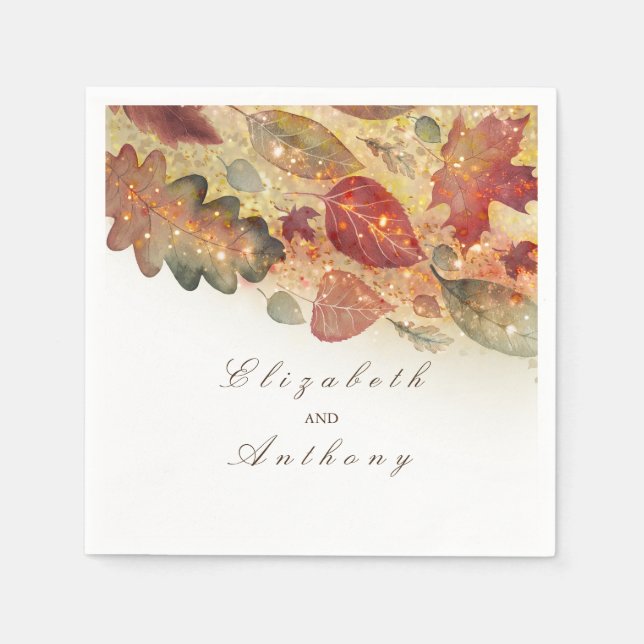 Fall Leaves Wedding Napkin (Front)
