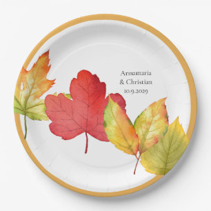 Fall Leaves Wedding  Paper Plate