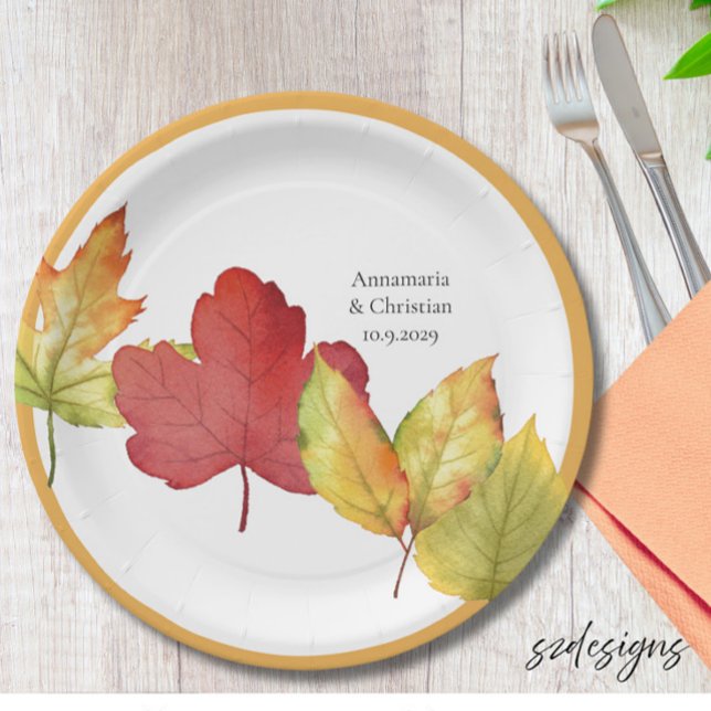 Fall Leaves Wedding  Paper Plate (Creator Uploaded)