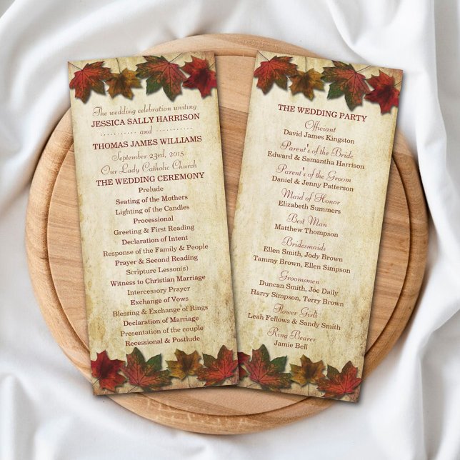 Fall Leaves Wedding Program Programme (Creator Uploaded)
