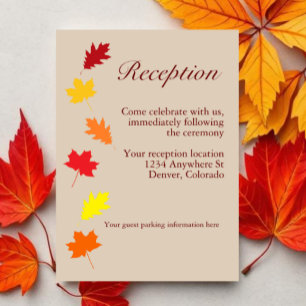 Fall Leaves Wedding Reception Enclosure Card