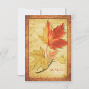Fall Leaves Wedding Reply Card (RSVP Card) Ver 3