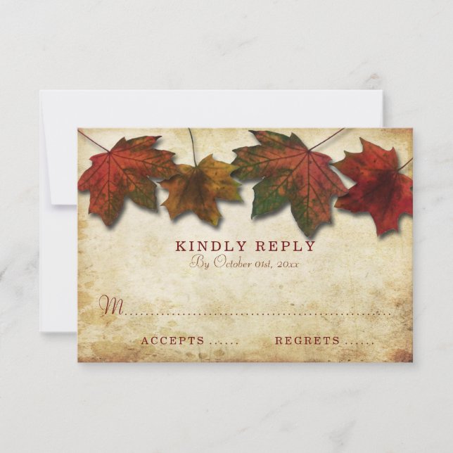 Fall Leaves Wedding RSVP Card (Front)