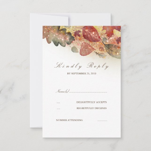 Fall Leaves Wedding RSVP Card (Front)