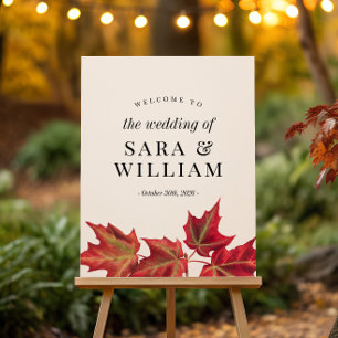 Fall Leaves Wedding Welcome Sign
