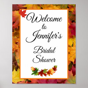 Fall Leaves Welcome Bridal Shower Sign Poster