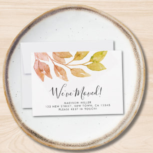 Fall Leaves We've Moved Announcement Mini Card